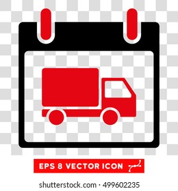 Vector Delivery Car Calendar Day EPS vector pictograph. Illustration style is flat iconic bicolor intensive red and black symbol on a transparent background.