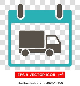 Vector Delivery Car Calendar Day EPS vector icon. Illustration style is flat iconic bicolor grey and cyan symbol on a transparent background.