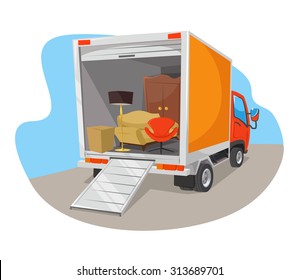 Vector delivery car flat illustration