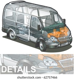 Vector Delivery / Cargo Van Infographics Cutaway