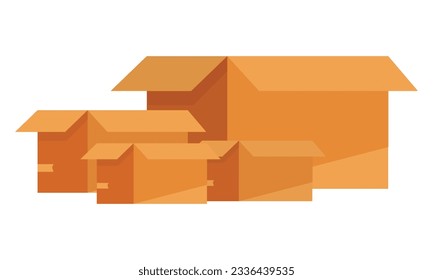 Vector delivery carton containers with cardboard box mockup set.
