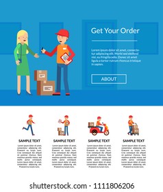 Vector delivery flat elements website landing page banner poster template illustration