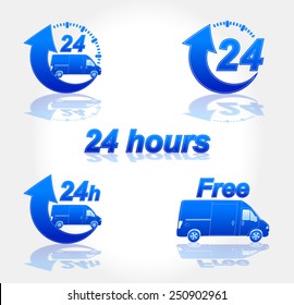 Vector Delivery Icons - 24 hours - Blue version