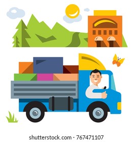 Vector Delivery service. Flat style colorful Cartoon illustration.