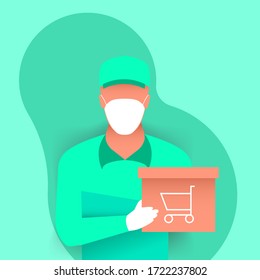 Vector delivery service man illustration.
