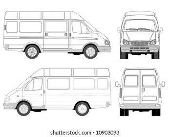 Vector Delivery Small Bus. Isolated On White Background. More Transportation Illustrations See In My Portfolio.