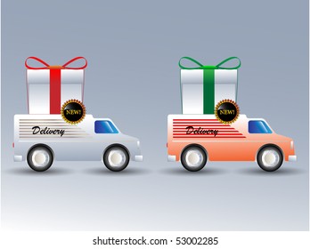 Vector delivery small truck.Isolated on gray background.