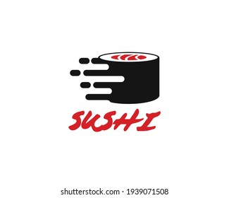 Vector Delivery sushi logo combination. Japanese food and roll symbol or icon. Unique seafood logotype design template.