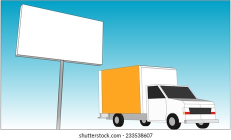 Vector delivery truck with billboard