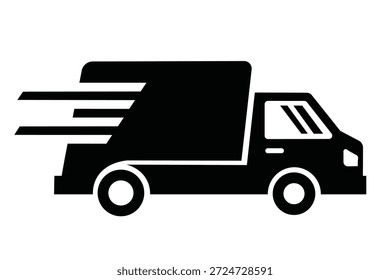 Vector delivery truck icon representing a shipping service vehicle and transport symbol for cargo delivery on the road illustrated as a professional cartoon van or lorry sign