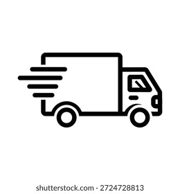 Vector delivery truck icon representing a shipping service vehicle and transport symbol for cargo delivery on the road illustrated as a professional cartoon van or lorry sign