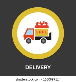 vector delivery truck isolated icon - transport van illustration sign . lorry truck sign symbol