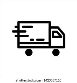 Vector delivery truck outline web icon. fast delivery black symbol with flat line style icon for web site design, logo, app, UI isolated on white background
