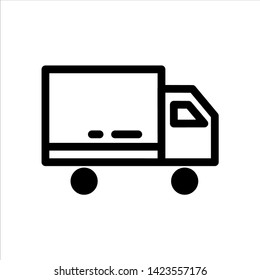 Vector delivery truck outline web icon. black symbol with flat line style icon for web site design, logo, app, UI isolated on white background