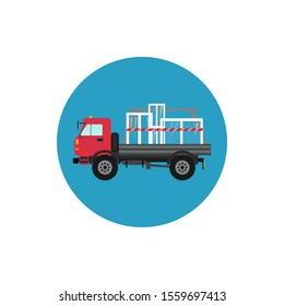 Vector delivery truck with tplastic window icon.