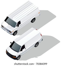 Vector Delivery Van Isometric Set