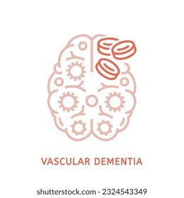 Icono de demencia vectorial en el estilo de contorno. Ilustración médica editable en color rosa aislada en un fondo blanco. Elemento útil para el logotipo, símbolo, pictograma y diseño gráfico.