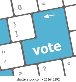 vector democracy concept with vote button on keyboard