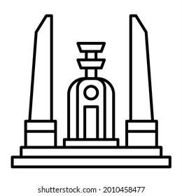 Diseño de iconos de esquema del monumento a la democracia vectorial
