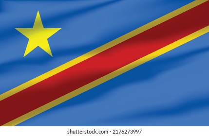 Vector Democratic Republic of the Congo Flag Waving Realistic Flowing Flags
