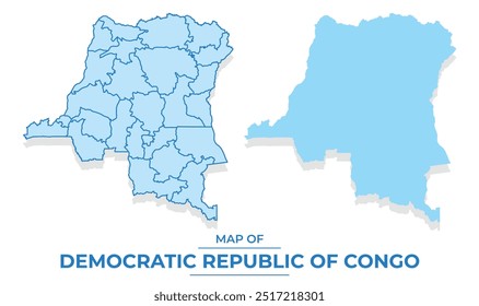 Vetor República Democrática do Congo mapa definir simples plano e esboço estilo ilustração
