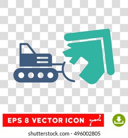 Vector Demolition EPS vector pictogram. Illustration style is flat iconic bicolor cobalt and cyan symbol on a transparent background.