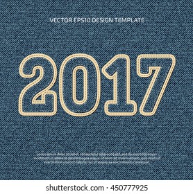 Vector denim 2017 year poster design, calendar cover