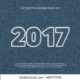 Vector denim 2017 year poster design, calendar cover