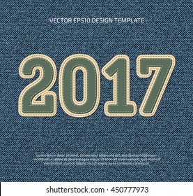 Vector denim 2017 year poster design, calendar cover