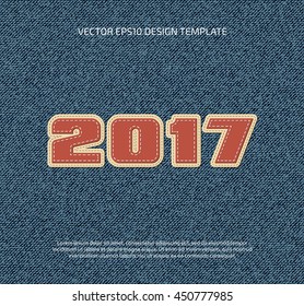 Vector denim 2017 year poster design, calendar cover