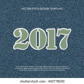 Vector denim 2017 year poster design, calendar cover