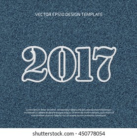 Vector denim 2017 year poster design, calendar cover
