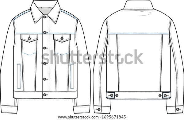 vector denim
jacket, flat sketch western
jacket