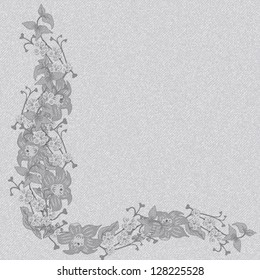 vector denim  with printed floral pattern in shades of gray