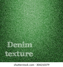 Vector denim texture. Green jeans background. Vector illustration
