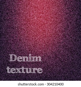 Vector denim texture. Red jeans background. Vector illustration