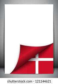 Vector - Denmark Country Flag Turning Page