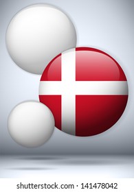 Vector - Denmark Flag Glossy Button
