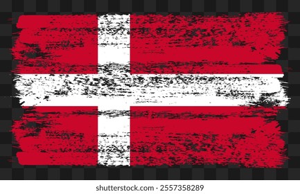 Vector Denmark flag in grunge style on transparent background