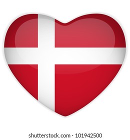 Vector - Denmark Flag Heart Glossy Button