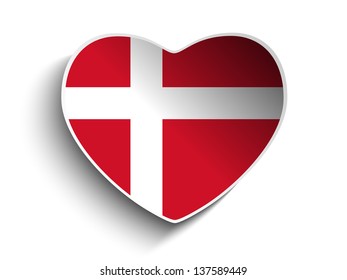 Vector - Denmark Flag Heart Paper Sticker