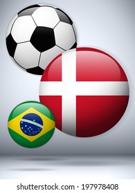 Vector - Denmark Flag with Soccer Ball Background