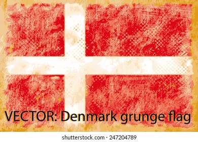 VECTOR: Denmark grunge flag on the vintage paper using  for background