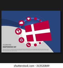 Vector Denmark Independence Day Flyer template. Creative Brochure Title Page. National Day Leaflet design element. vector illustration