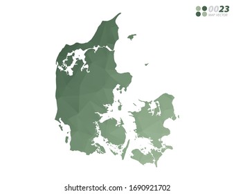 Vector of Denmark map green polygon triangle mosaic with white background. style gradient.