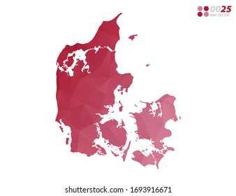 Vector of Denmark map red polygon triangle mosaic with white background. style gradient.