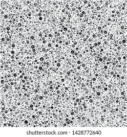 Vector dense texture of randomly arranged gray multilayer circles of various sizes and shades