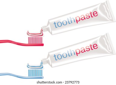 Escovas dentárias vetoriais com pasta de dentes