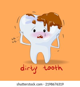 Vector dental care medical icon cartoon  tooth gum in flat illustration.