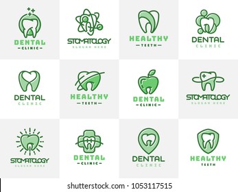 Vector dental label protection template illustration abstract stomatology mouth graphic oral element